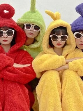 NWOT - TELETUBBIES Plush Hooded Onesie - Colorful Teddy Fleece (1 Piece ONLY)